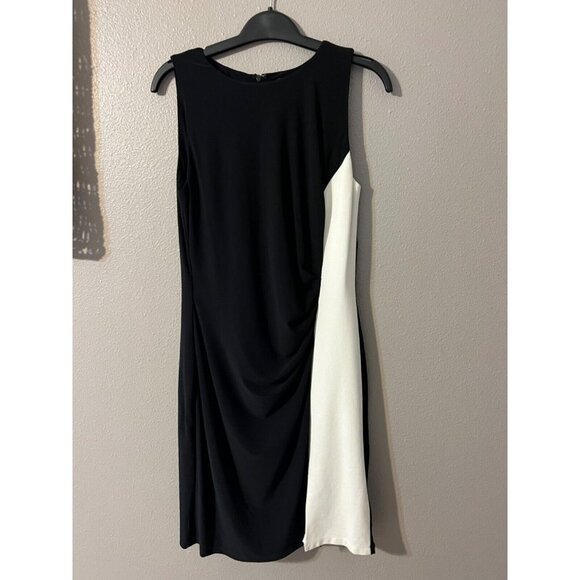 Ralph Lauren Dress Black Ivory 12 Panel Washable Stretch Career Church - Picture 2 of 6